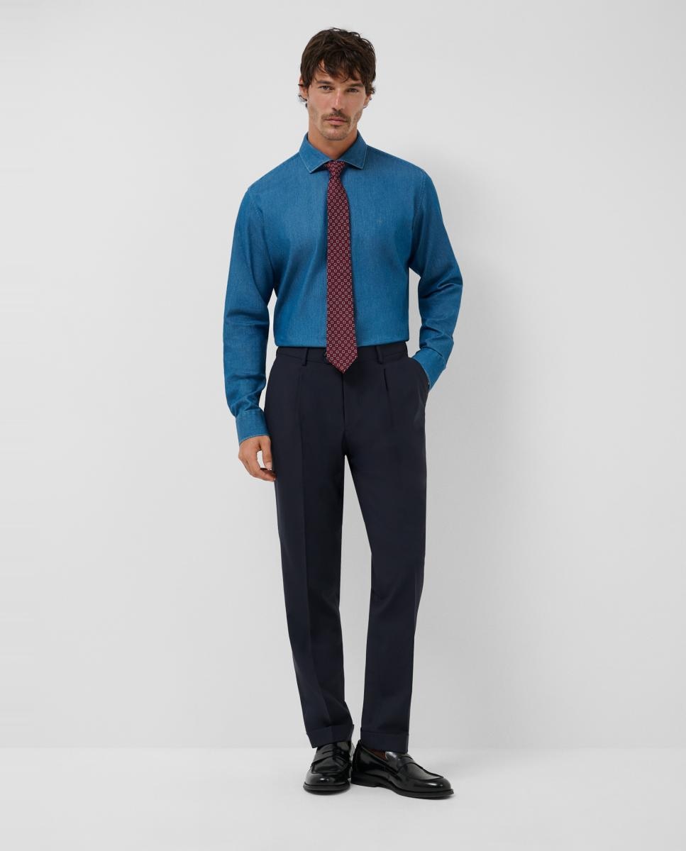 Imagen 0 de Pantalón de vestir de hombre con vuelta bajo Gris oscuro