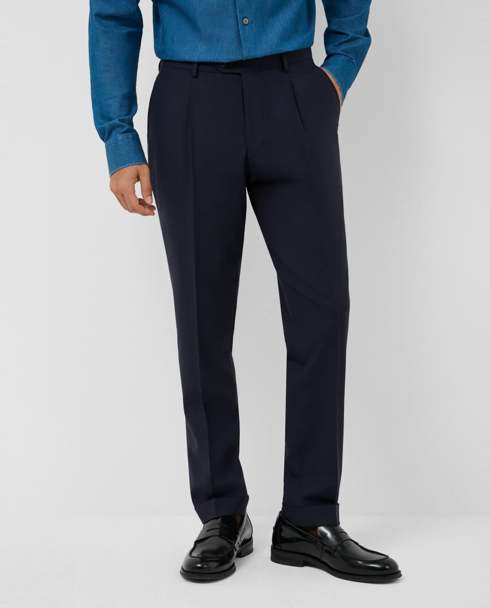 Pantalón de vestir de hombre con vuelta bajo - Roberto Verino - Azul marino Azul marino-2