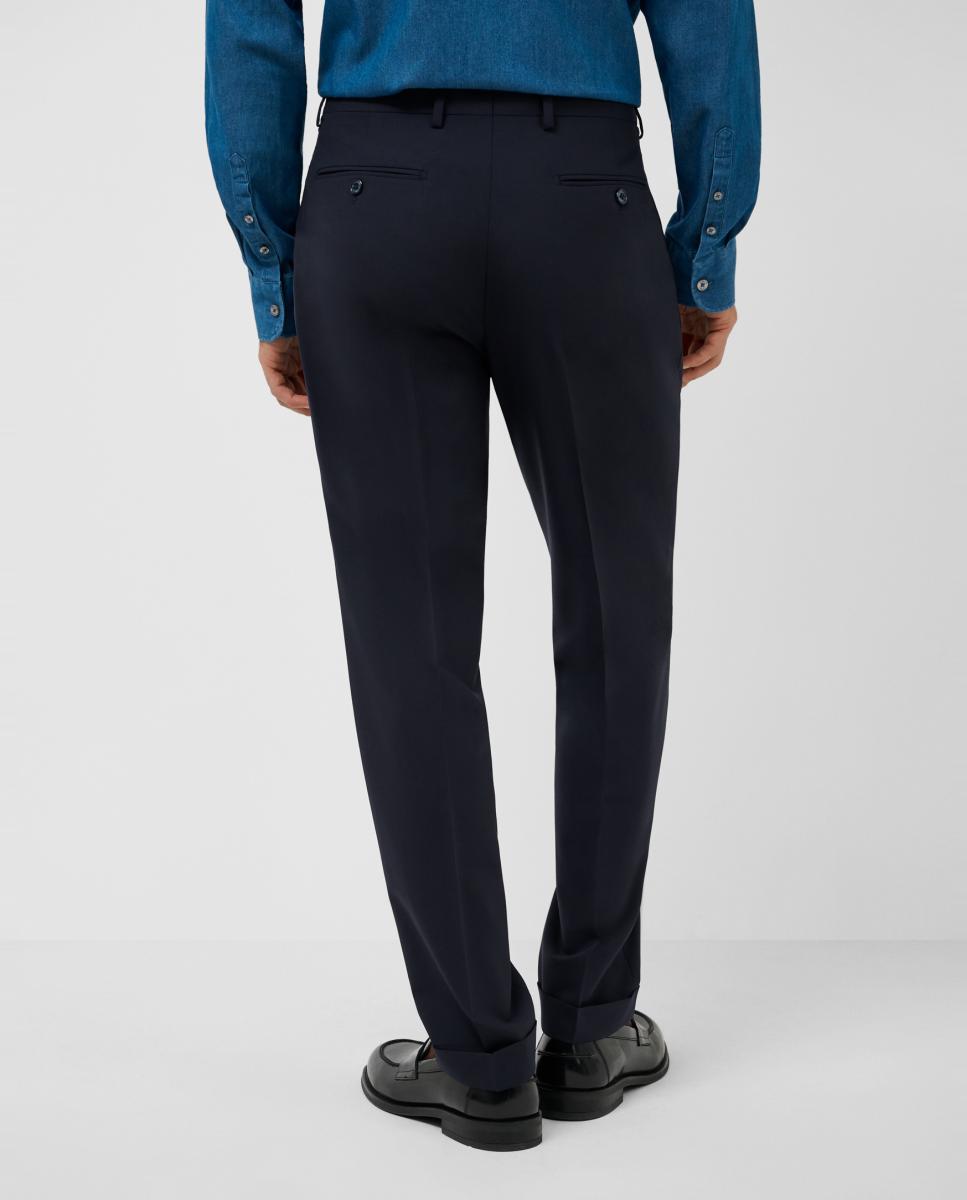 Pantalón de vestir de hombre con vuelta bajo - Roberto Verino - Azul marino Azul marino-3