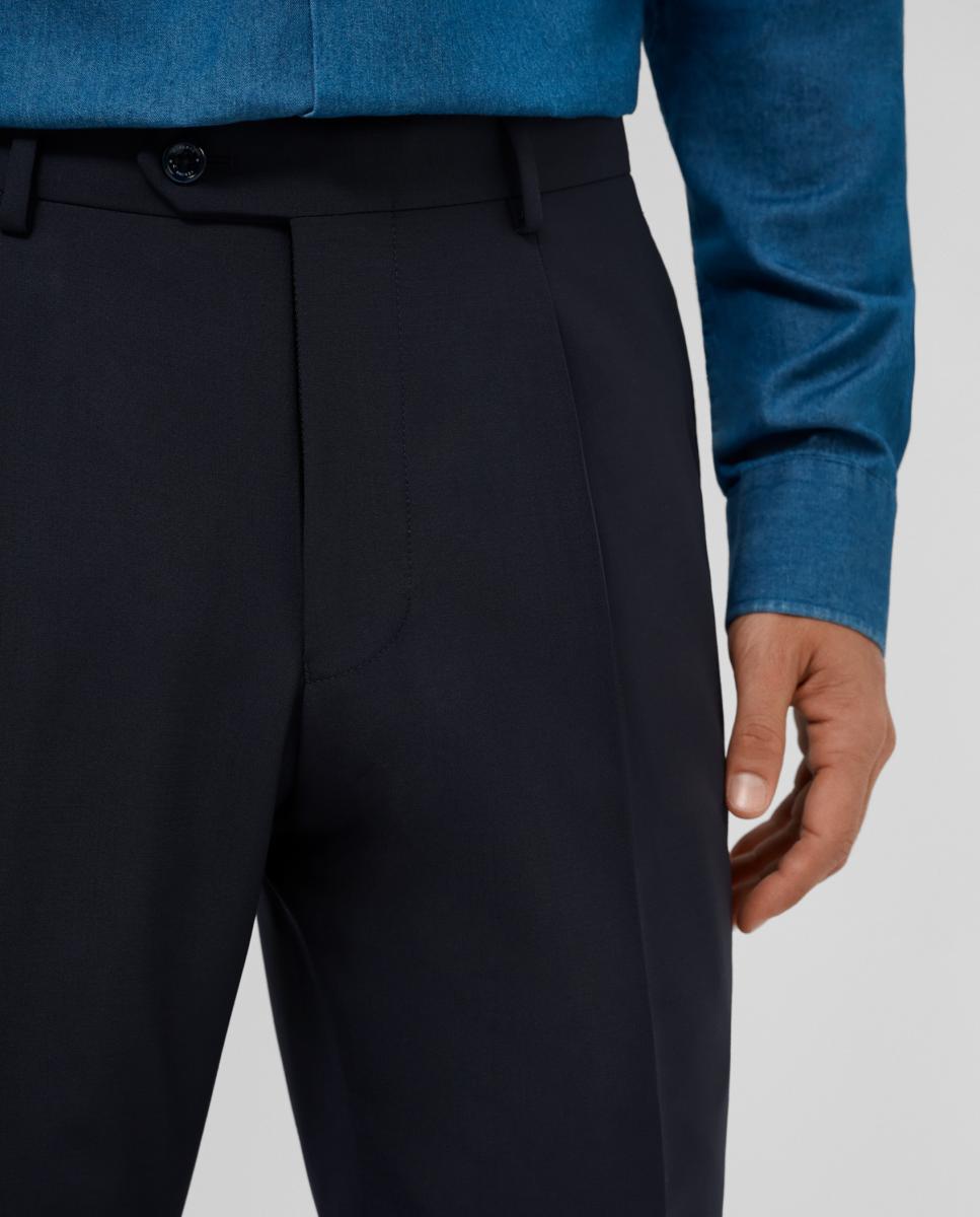 Pantalón de vestir de hombre con vuelta bajo - Roberto Verino - Azul marino Azul marino-4