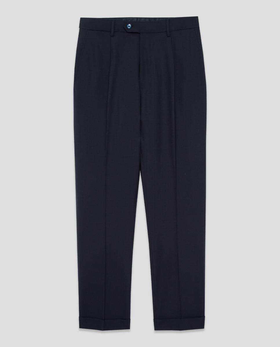 Pantalón de vestir de hombre con vuelta bajo - Roberto Verino - Azul marino Azul marino-5