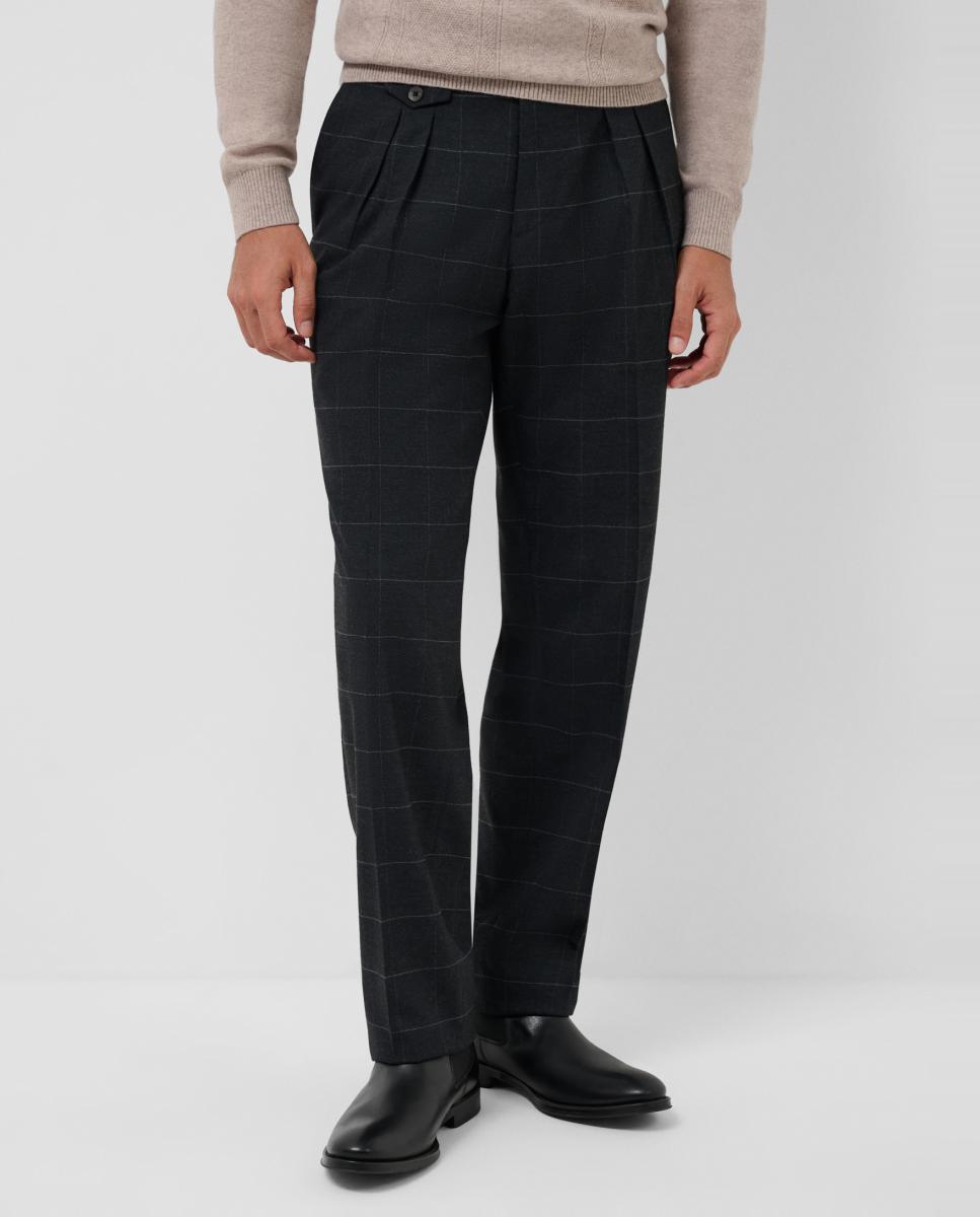 Pantalón de vestir de hombre franela de cuadros - Roberto Verino - Gris oscuro Gris oscuro-2