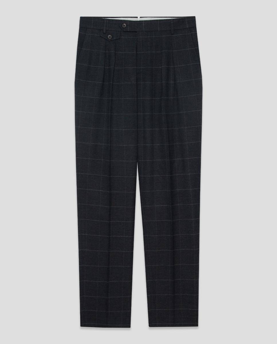 Pantalón de vestir de hombre franela de cuadros - Roberto Verino - Gris oscuro Gris oscuro-5