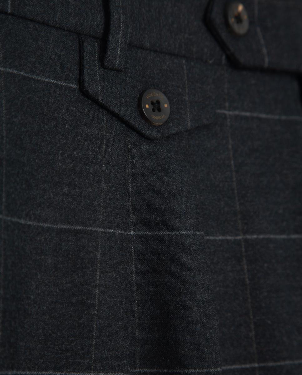 Pantalón de vestir de hombre franela de cuadros - Roberto Verino - Gris oscuro Gris oscuro-6