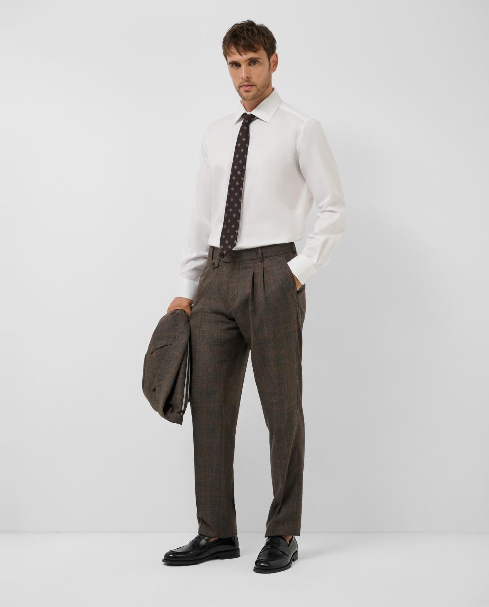 Imagen 1 de Pantalón de vestir de hombre franela de cuadros - Roberto Verino - Marrón Marrón