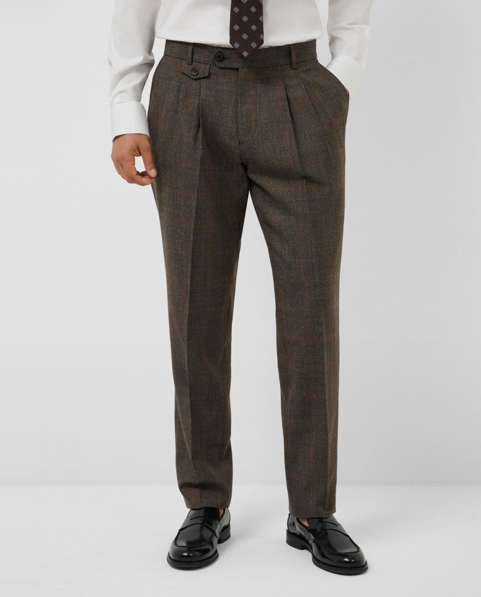 Imagen 2 de Pantalón de vestir de hombre franela de cuadros - Roberto Verino - Marrón Marrón