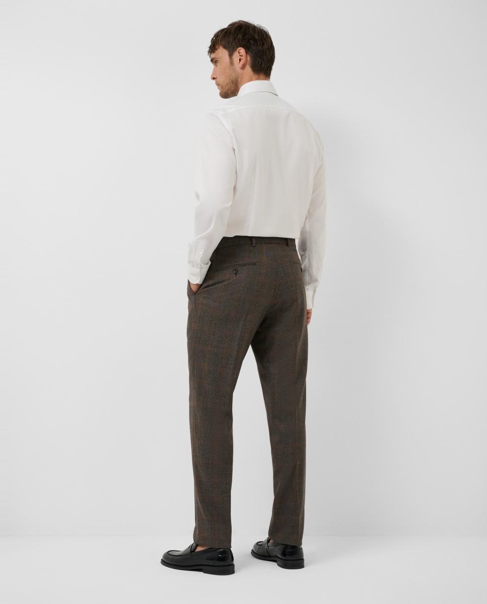 Imagen 3 de Pantalón de vestir de hombre franela de cuadros - Roberto Verino - Marrón Marrón