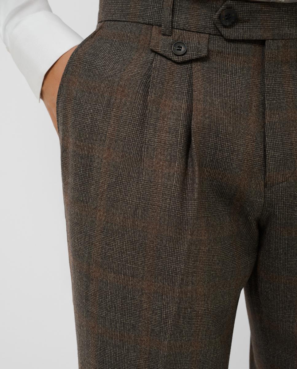 Imagen 4 de Pantalón de vestir de hombre franela de cuadros - Roberto Verino - Marrón Marrón