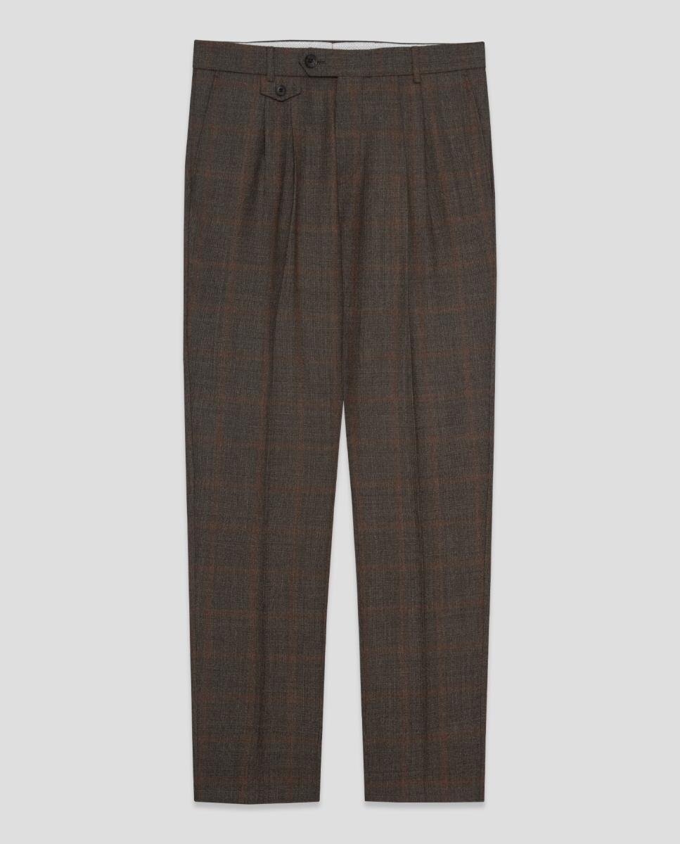 Imagen 6 de Pantalón de vestir de hombre franela de cuadros - Roberto Verino - Marrón Marrón