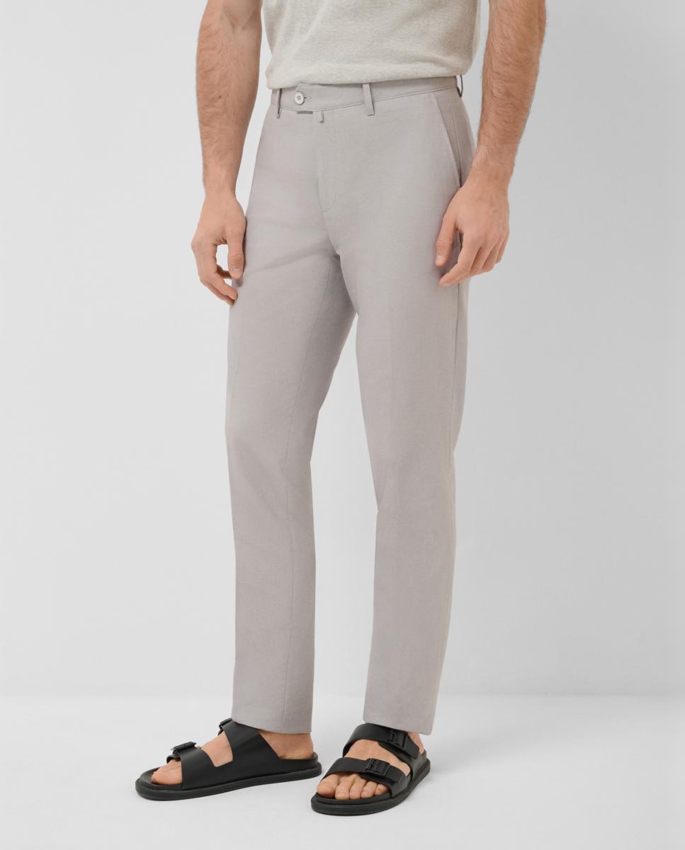 Calças Chino Regular Fit com Olho-de-Perdiz Cinzento-claro-2