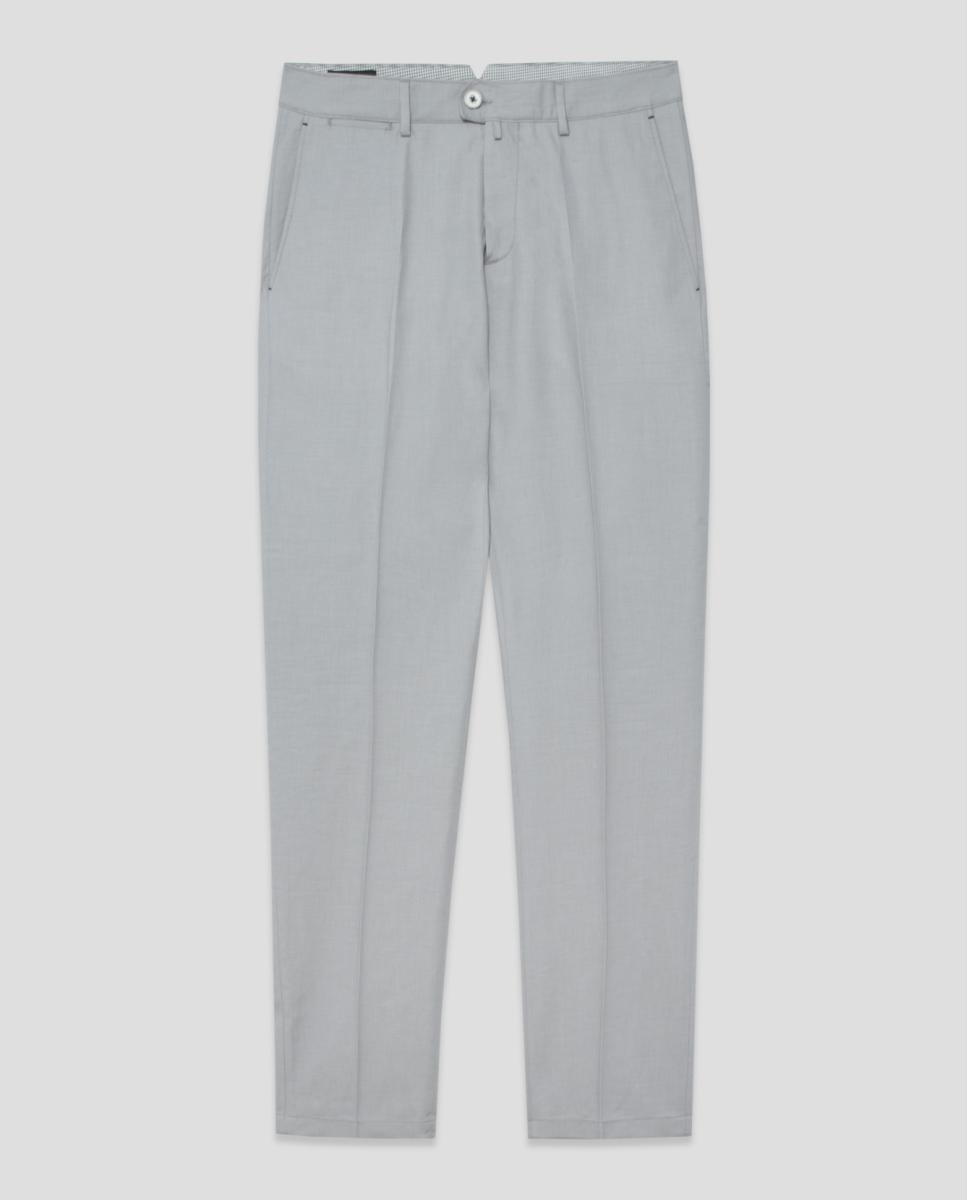 Calças Chino Regular Fit com Olho-de-Perdiz Cinzento-claro-5