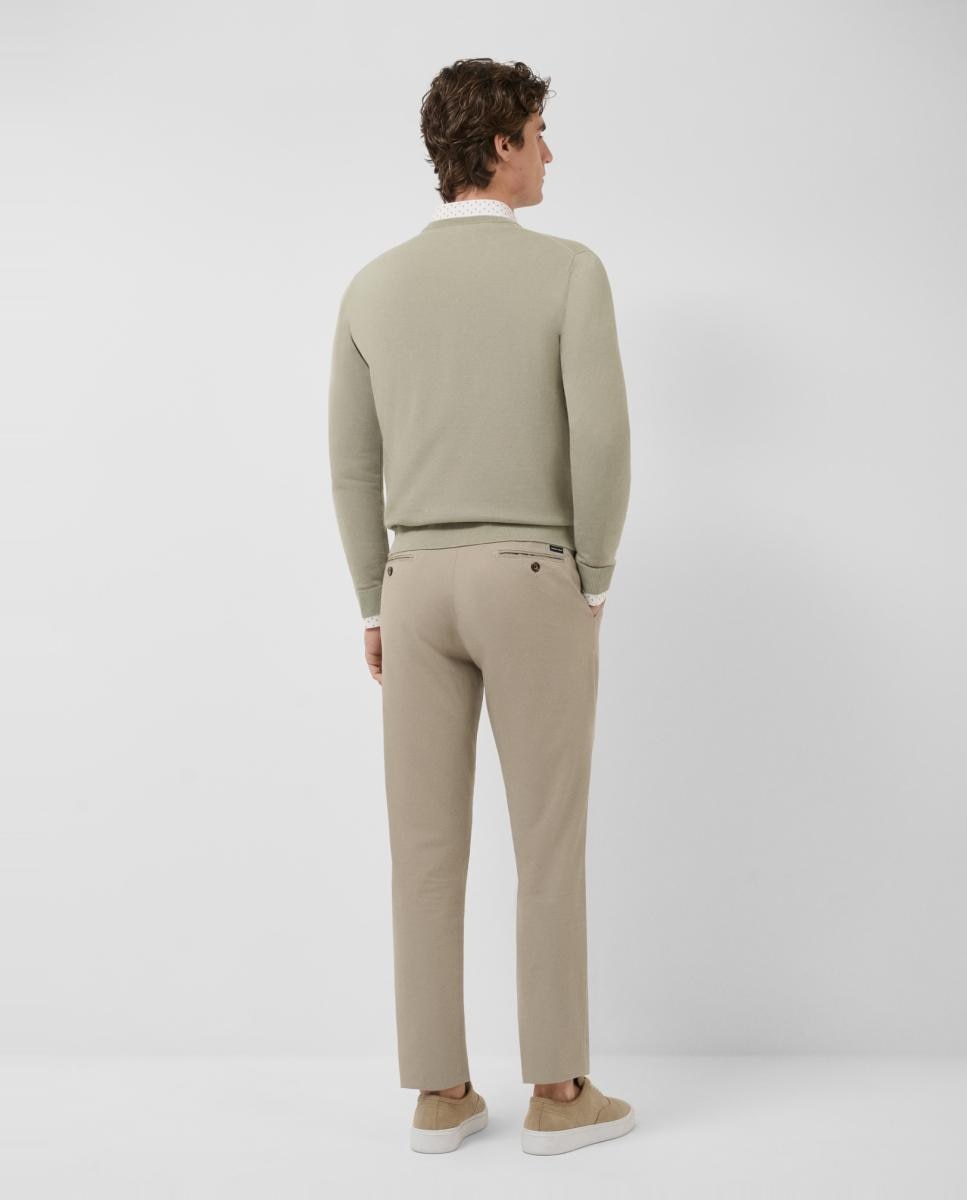 Calças Chino Regular Fit em Algodão Tingido Verde-claro-3