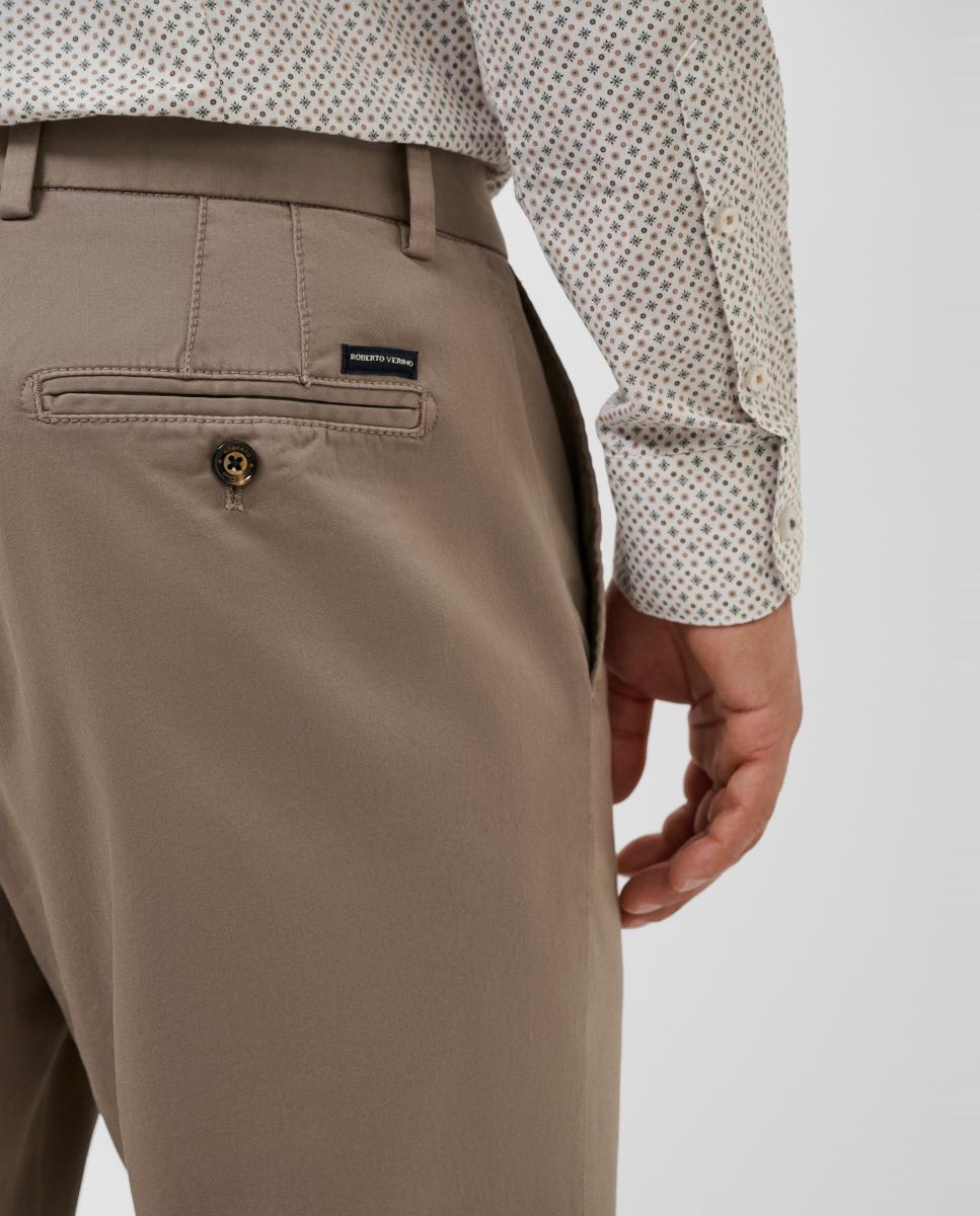Chino de hombre regular fit tintado - Roberto Verino - Marrón claro Marrón claro-4