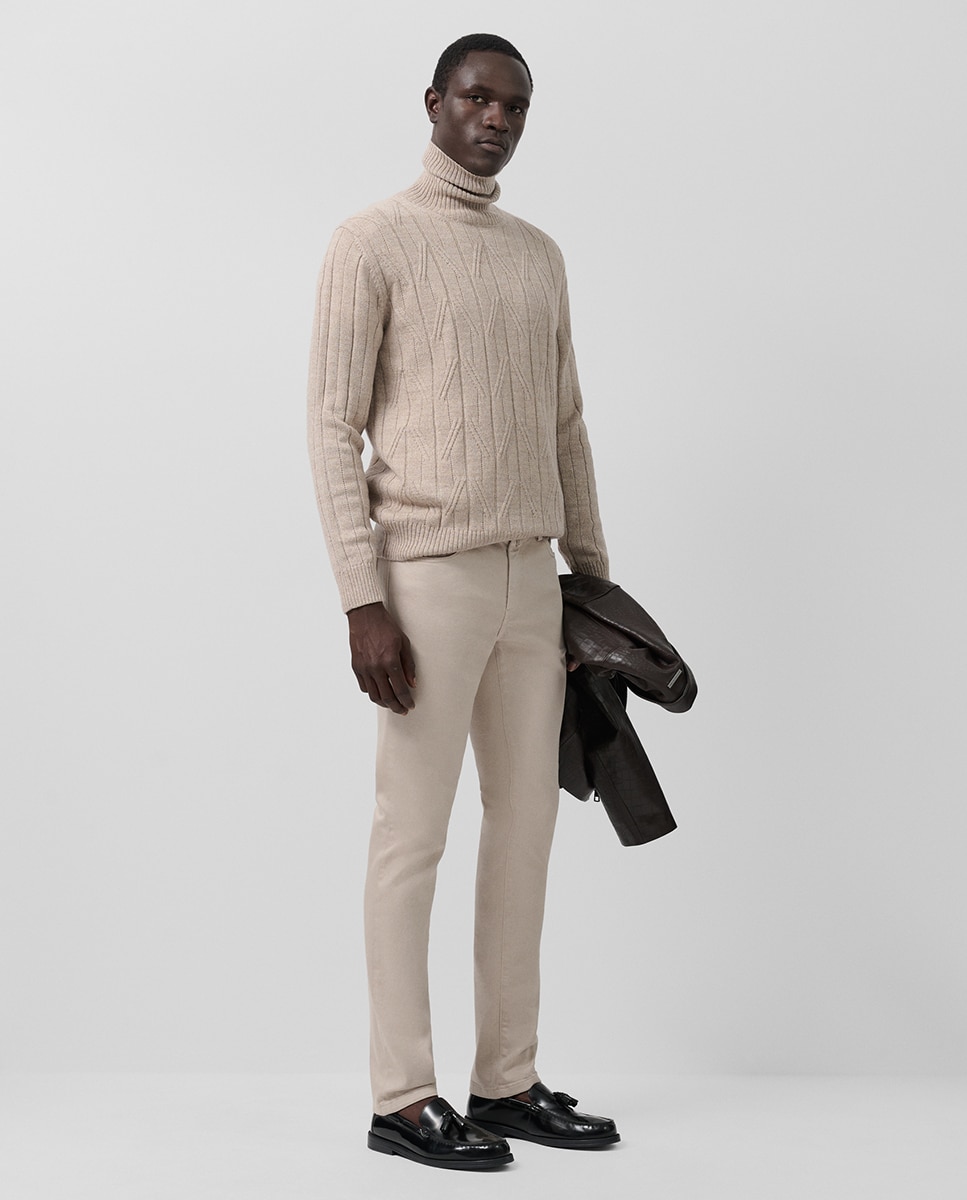 Roberto Verino - Pantalón cinco bolsillos de hombre slim fit sarga tintada.