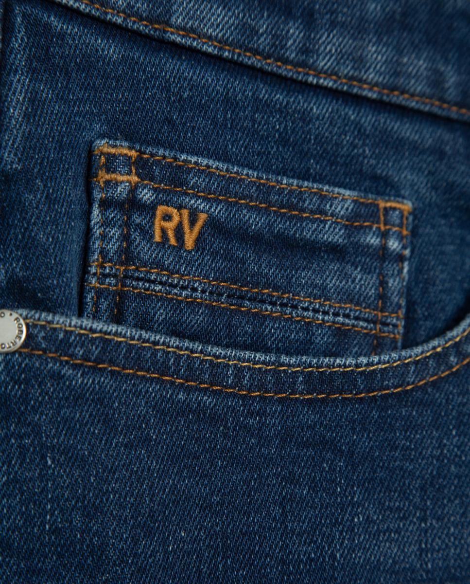 Jeans Regular Fit com Cinco Bolsos Azul-índigo-6