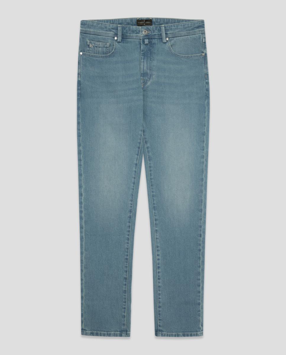 Jeans de Cinco Bolsos Slim Fit Turquesa-5