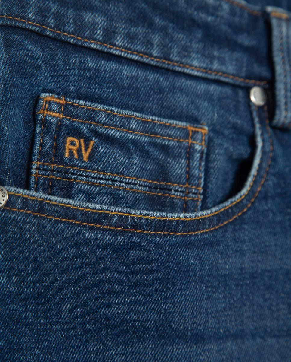 Jeans Regular Fit com Cinco Bolsos Azul-índigo-6