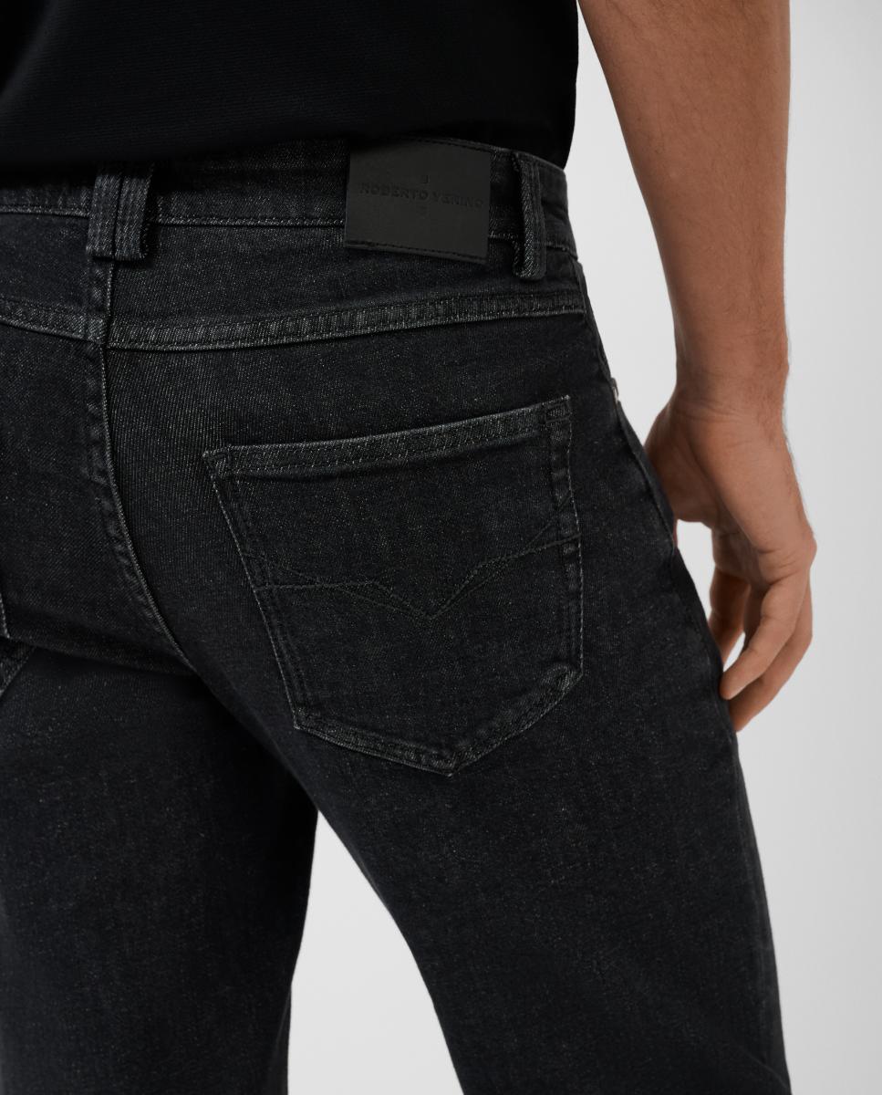 Jeans Regular Fit com Cinco Bolsos Cinzento-escuro-4