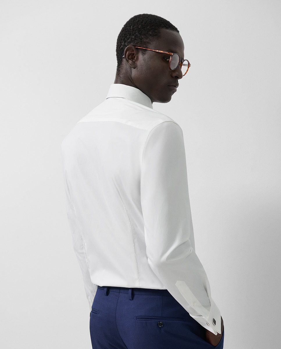 Camisa Clássica Slim Fit Lisa com Botões de Punho Branco-2
