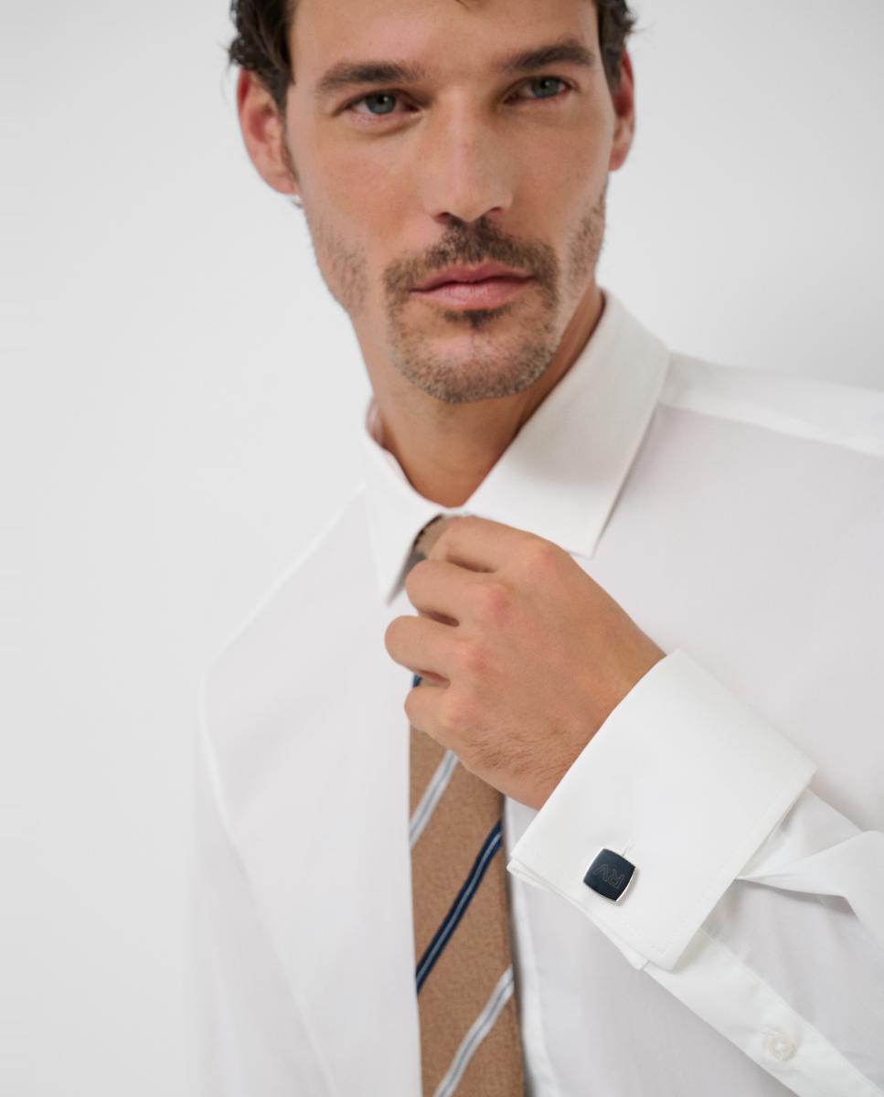 Camisa Formal Slim Fit com Botões de Punho Branco-3