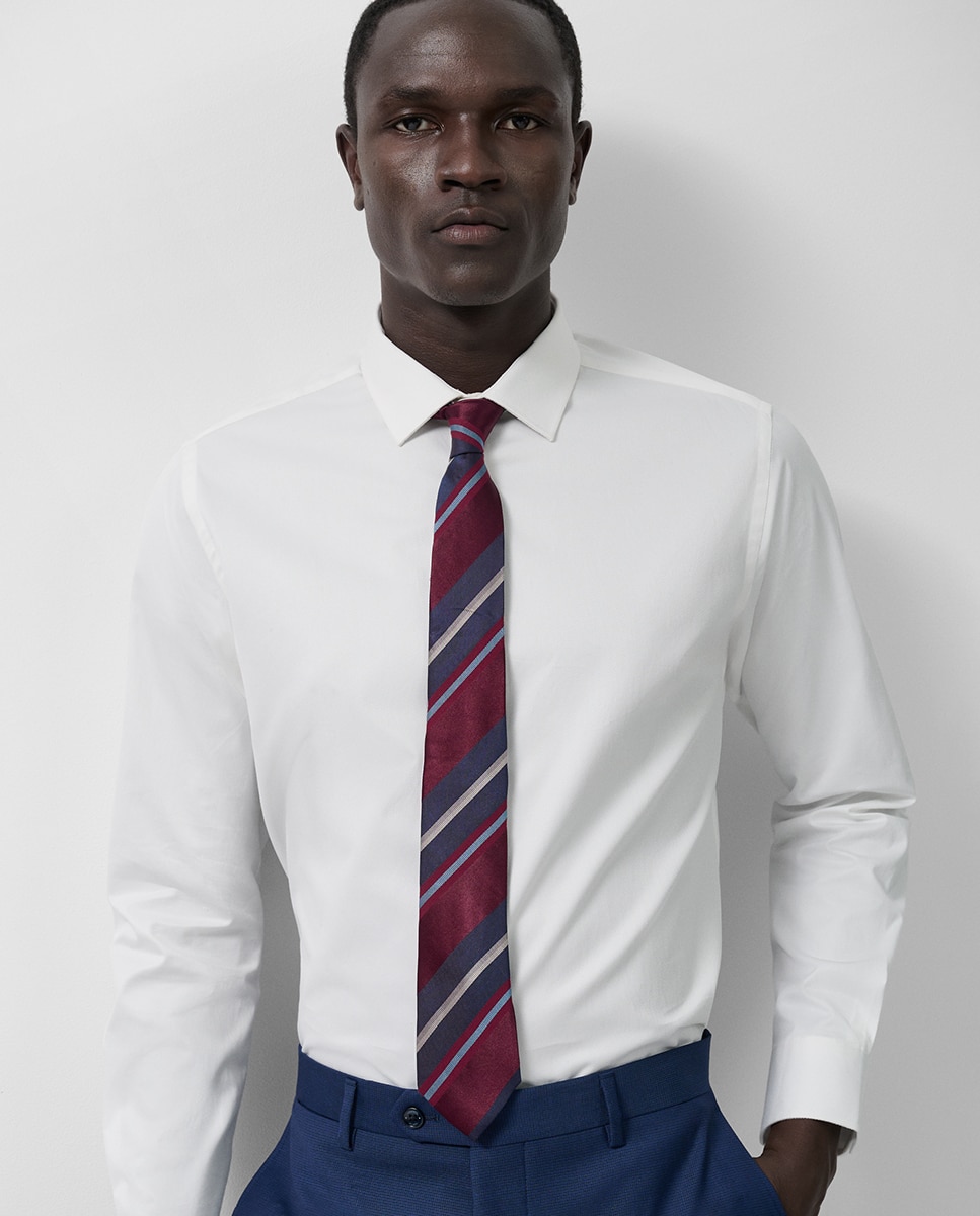 Camisa Formal Slim Fit com Estrutura de Diamante Branco-1