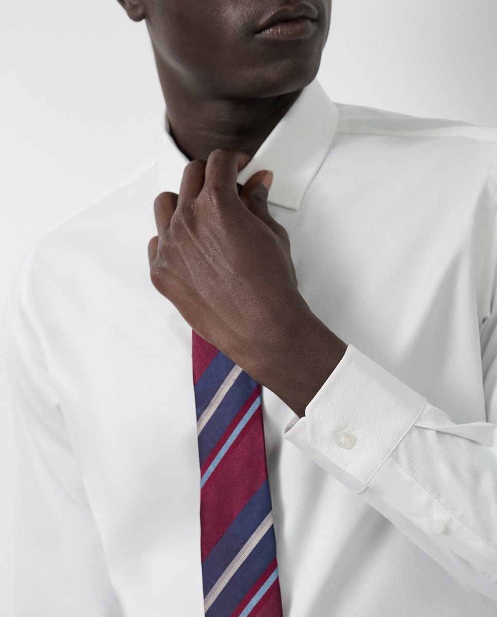 Camisa Formal Slim Fit com Estrutura de Diamante Branco-3