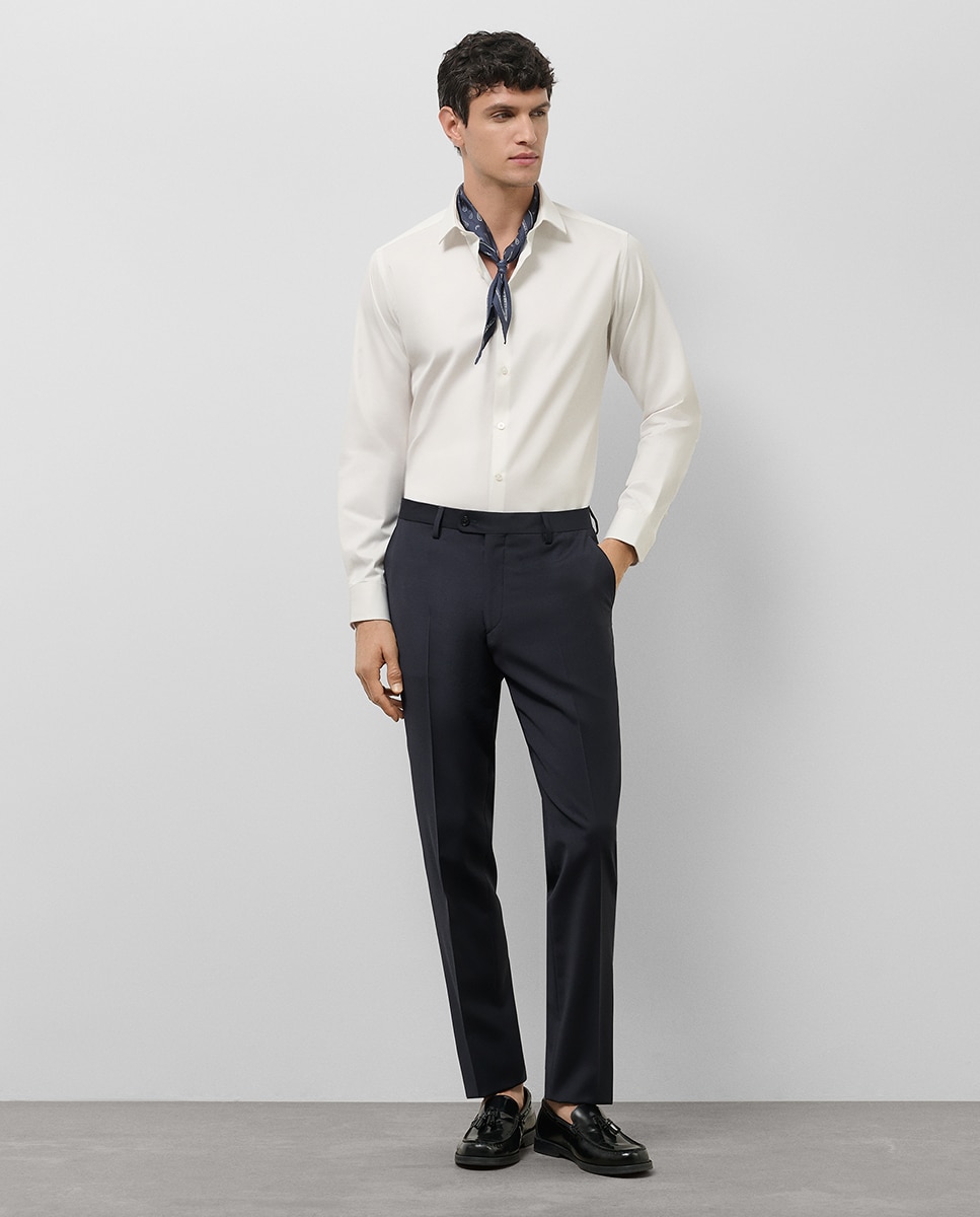 Camisa Formal Slim Fit com Estrutura de Diamante Branco-6