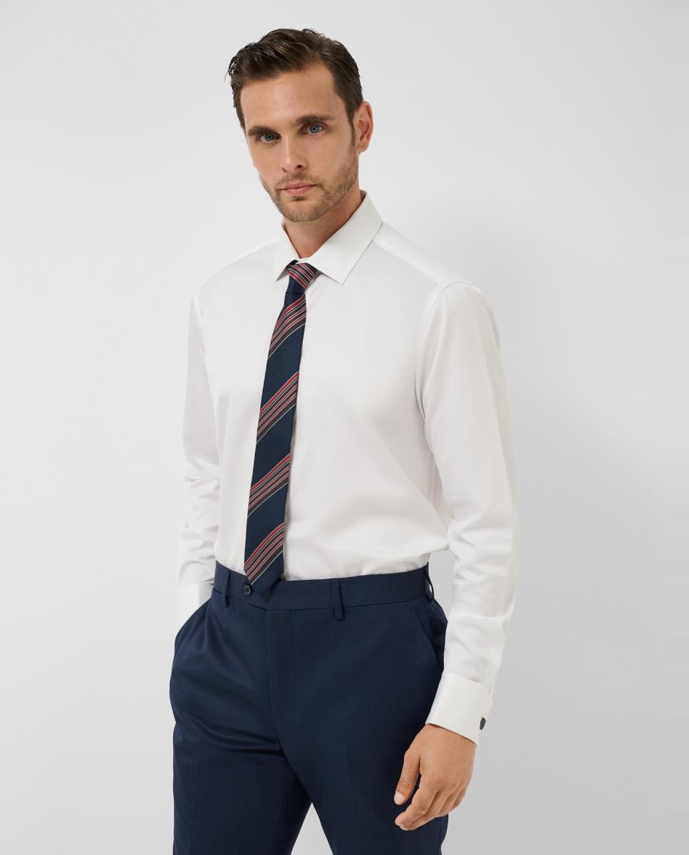 Camisa vestir de hombre slim fit estructura diamante puño gemelo - Roberto Verino - Blanco Blanco-1