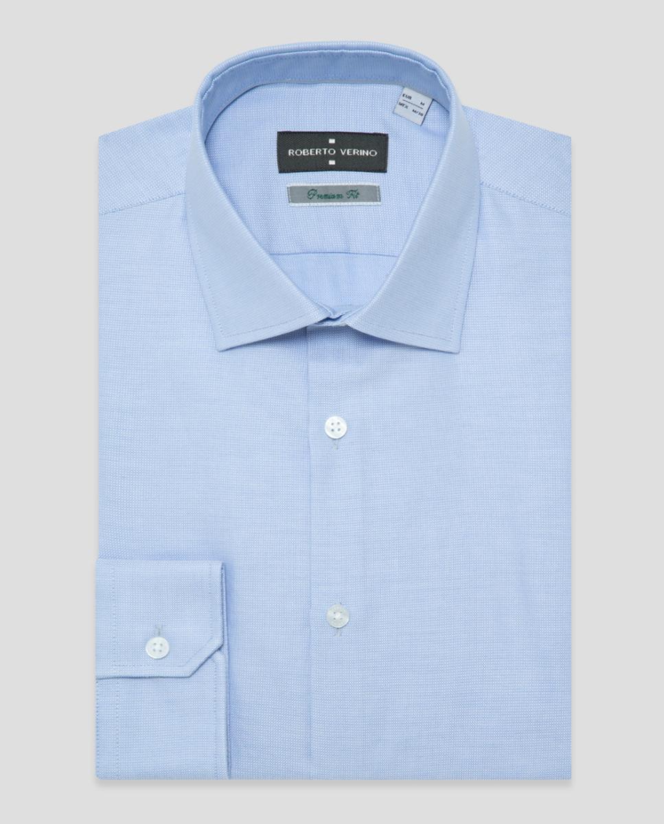 Camisa Formal Regular Fit com Micro Estrutura Azul-claro-4