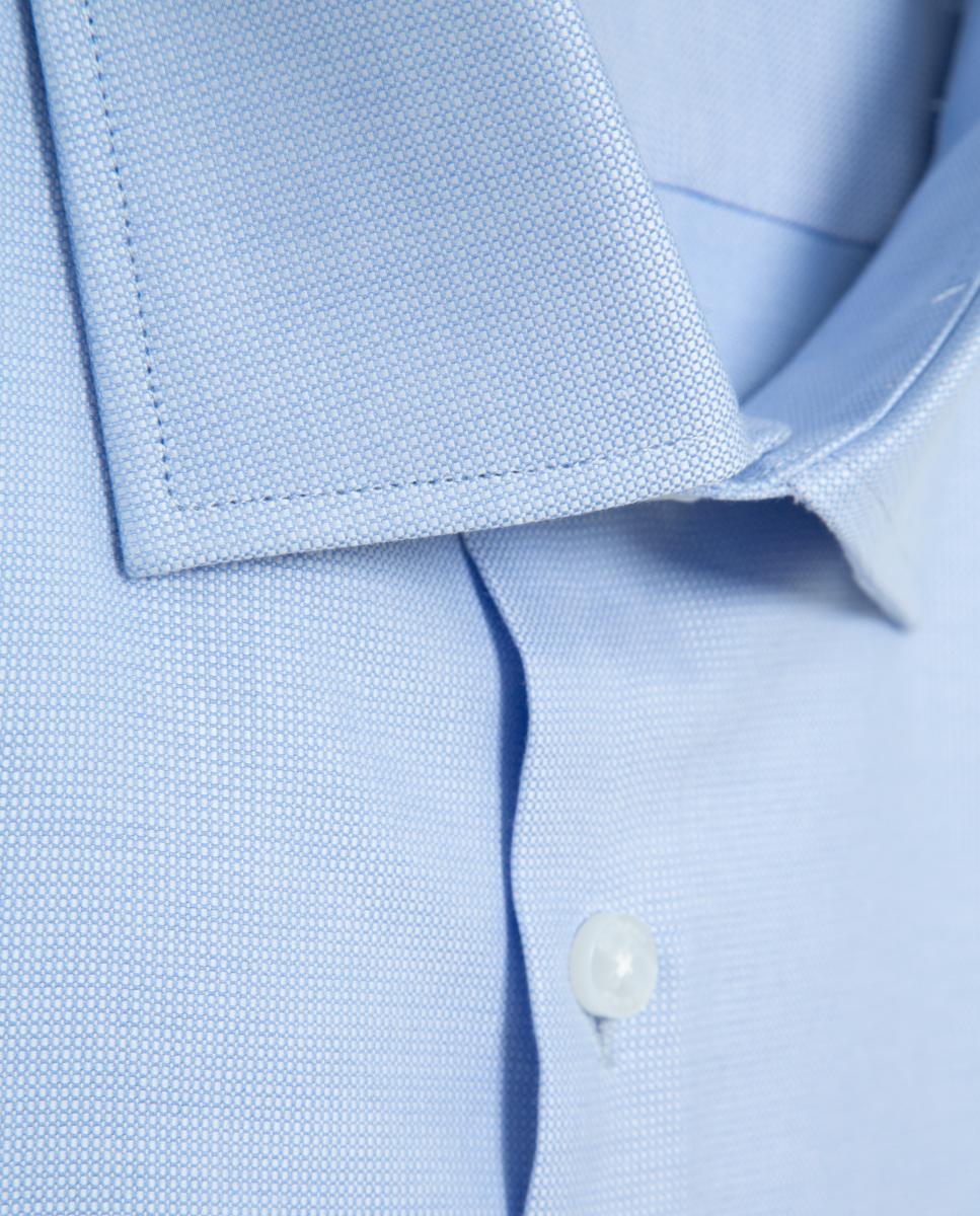 Camisa Formal Regular Fit com Micro Estrutura Azul-claro-5