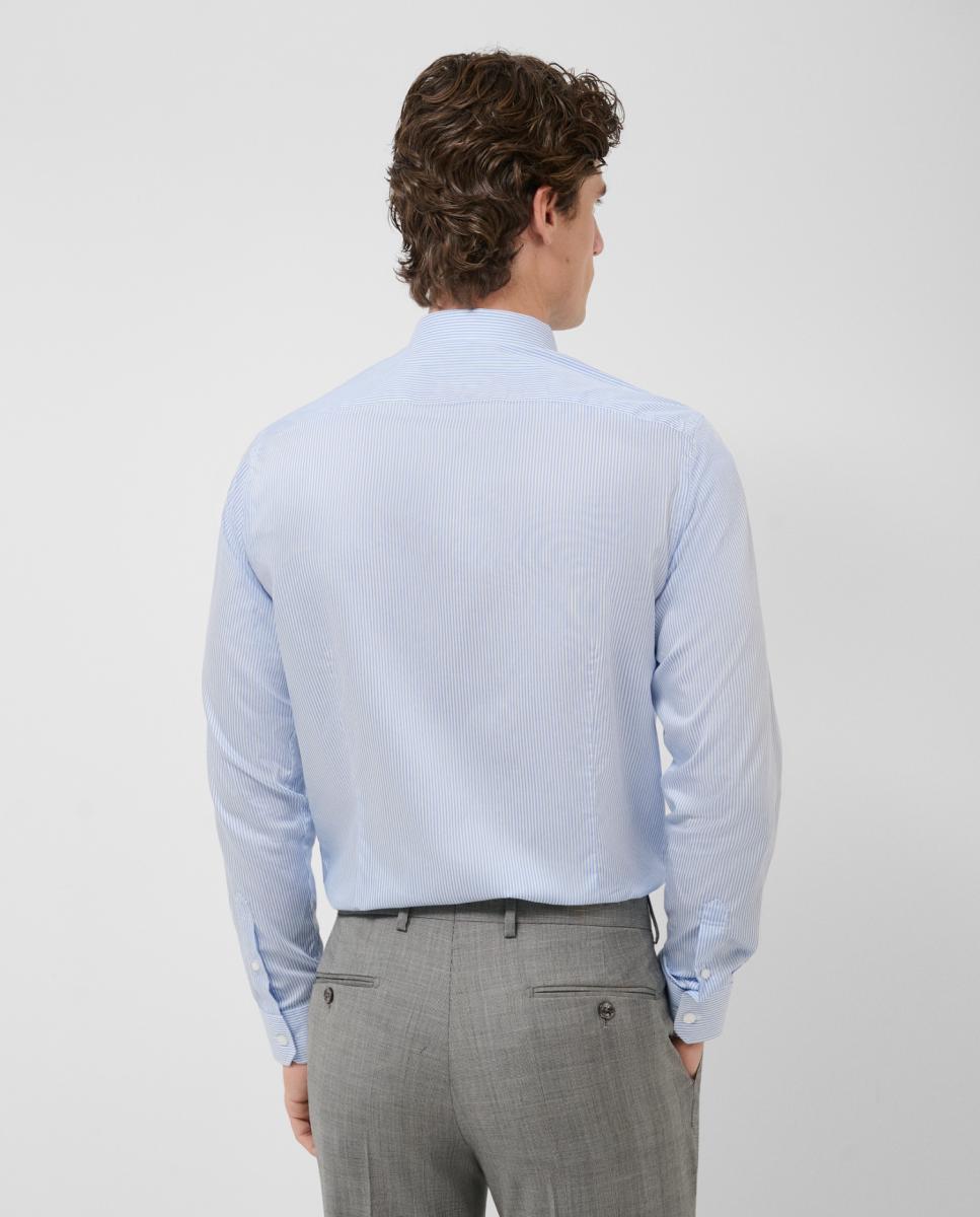 Camisa Formal Slim Fit às Riscas Azul-claro-2