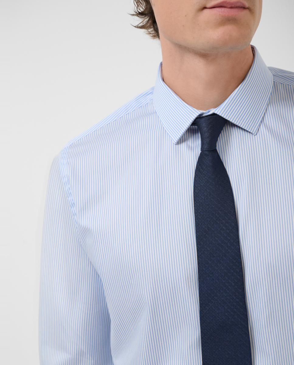 Camisa Formal Slim Fit às Riscas Azul-claro-3