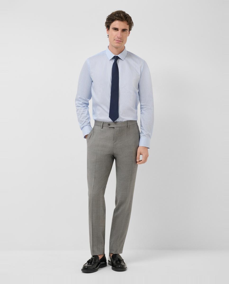 Camisa Formal Slim Fit às Riscas Azul-claro-6