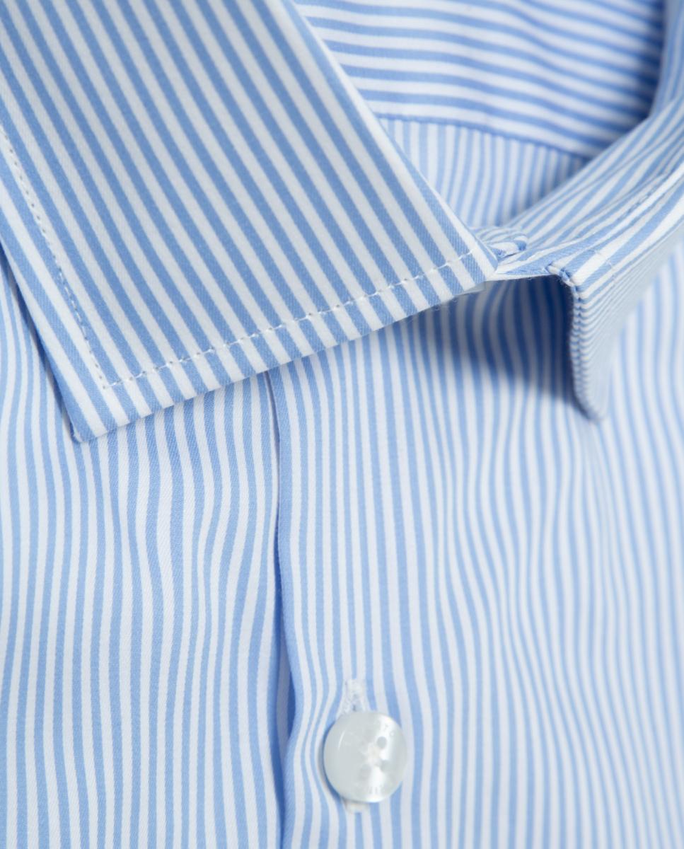Camisa Formal Slim Fit às Riscas Azul-claro-5