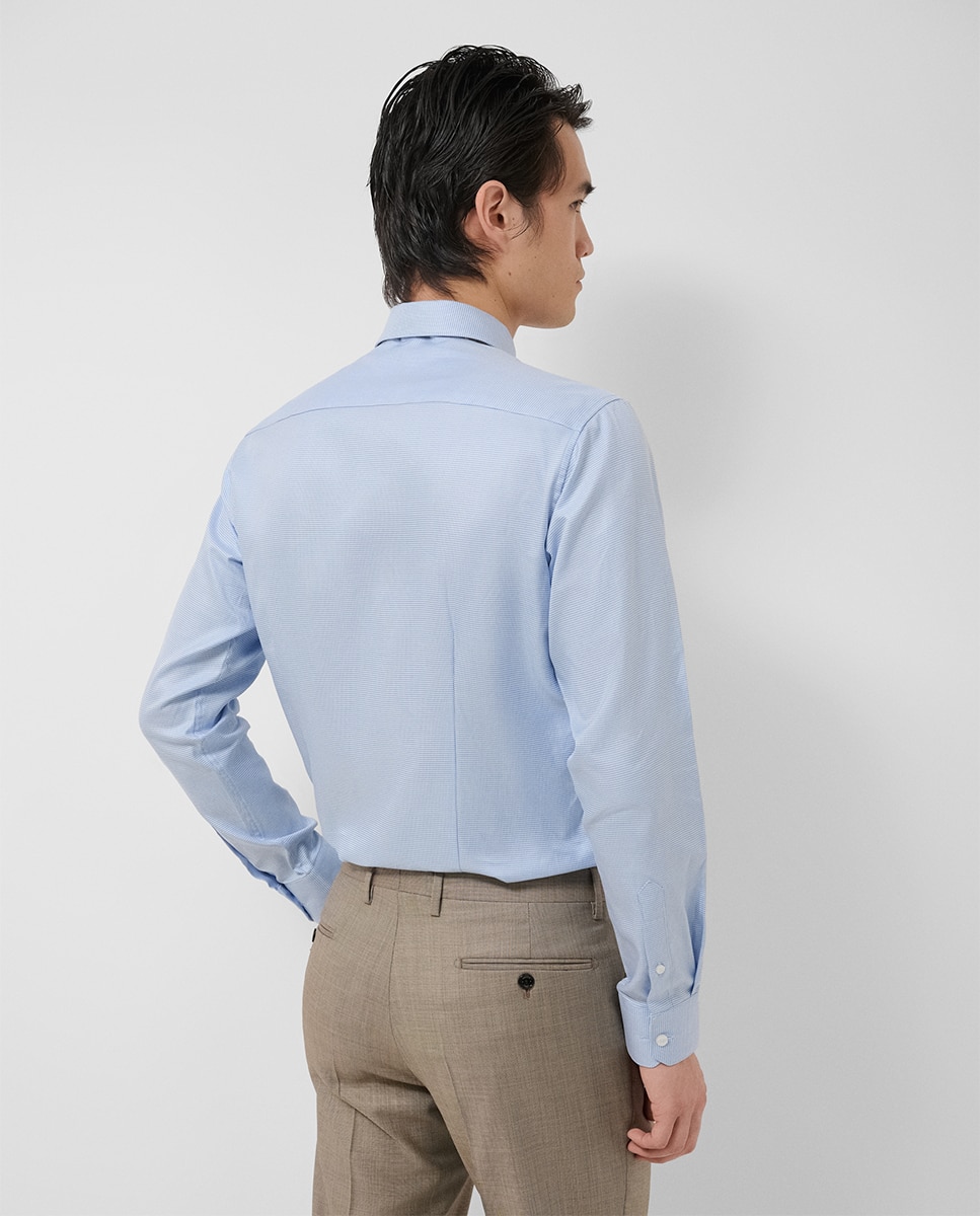 Camisa Formal Slim Fit com Micro Desenho Azul-claro-2