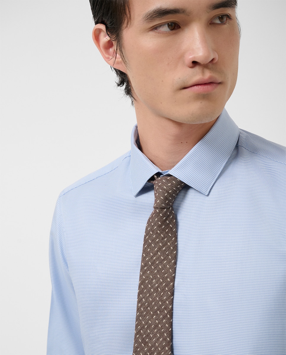 Camisa Formal Slim Fit com Micro Desenho Azul-claro-3
