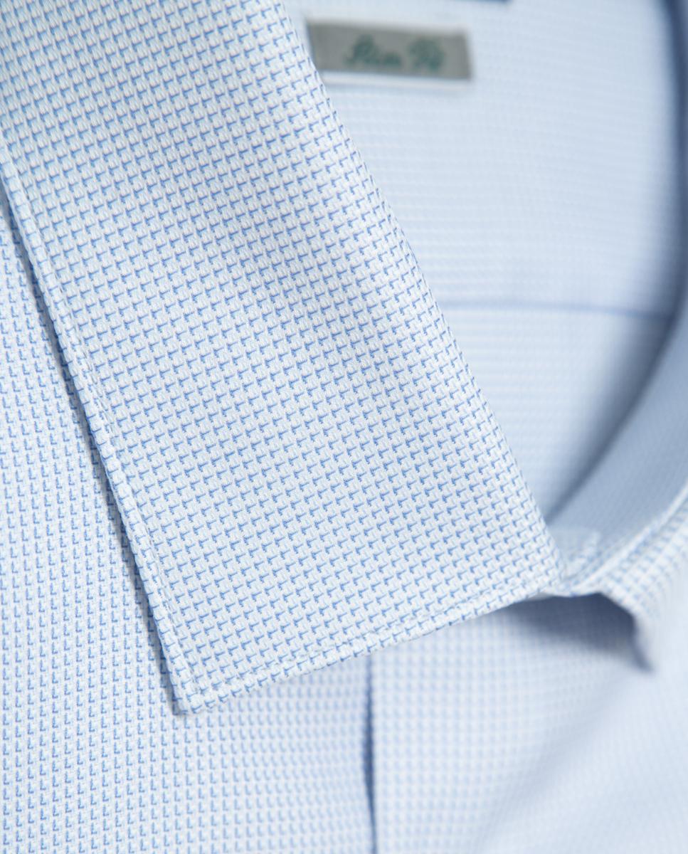 Camisa Clássica Slim Fit com Micro Fantasia Azul-claro-5