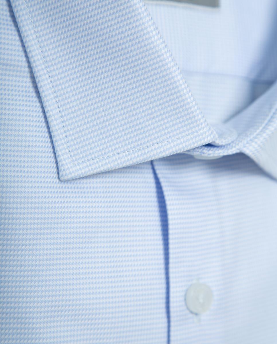 Camisa Clássica Slim Fit com Micro Fantasia de Pied-de-Poule Azul-claro-5