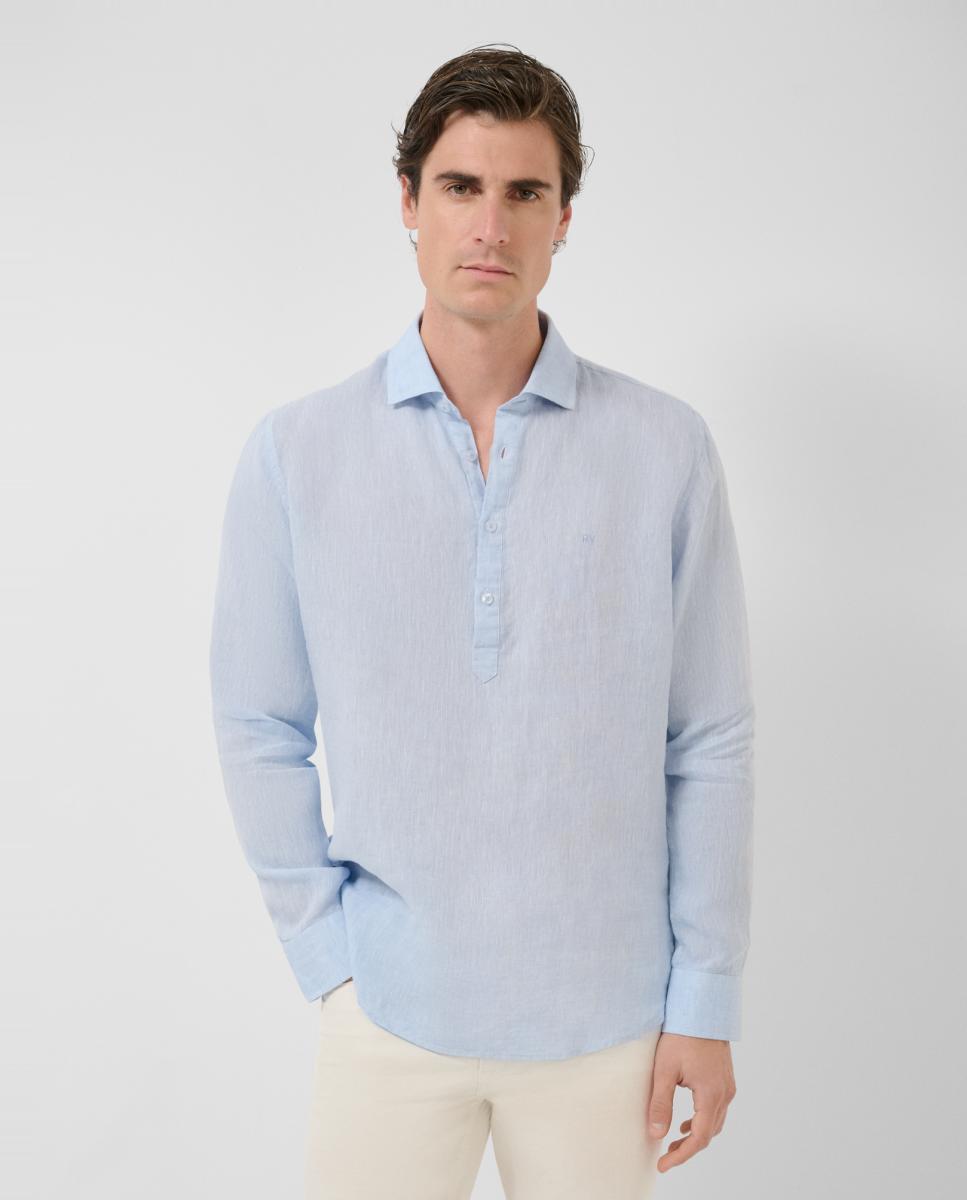 Imagem 0 de Camisa Casual Regular Fit Tipo Polo de Linho