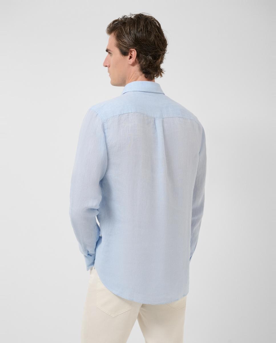 Camisa Casual Regular Fit Tipo Polo de Linho Turquesa-2