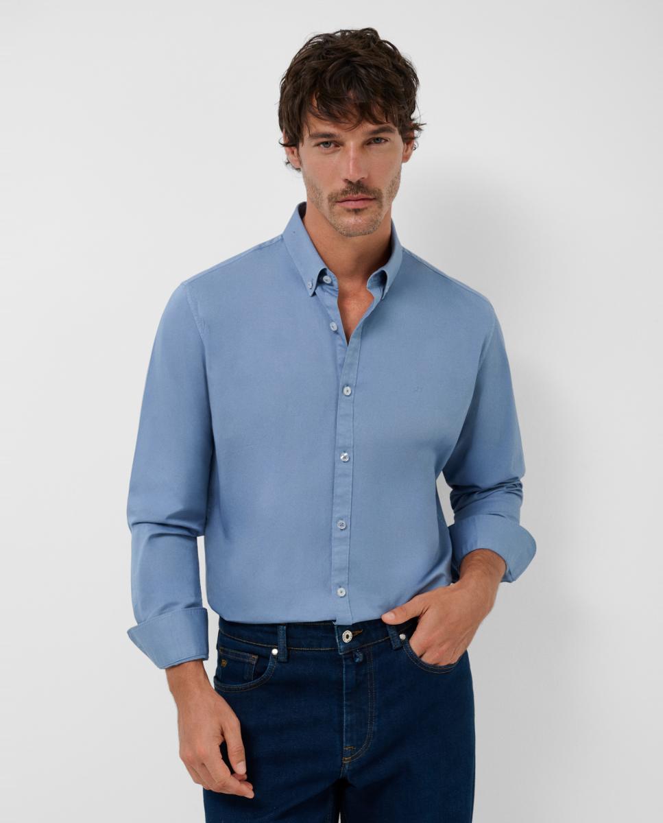 Camisa Casual Regular Fit Tingida Azul-1
