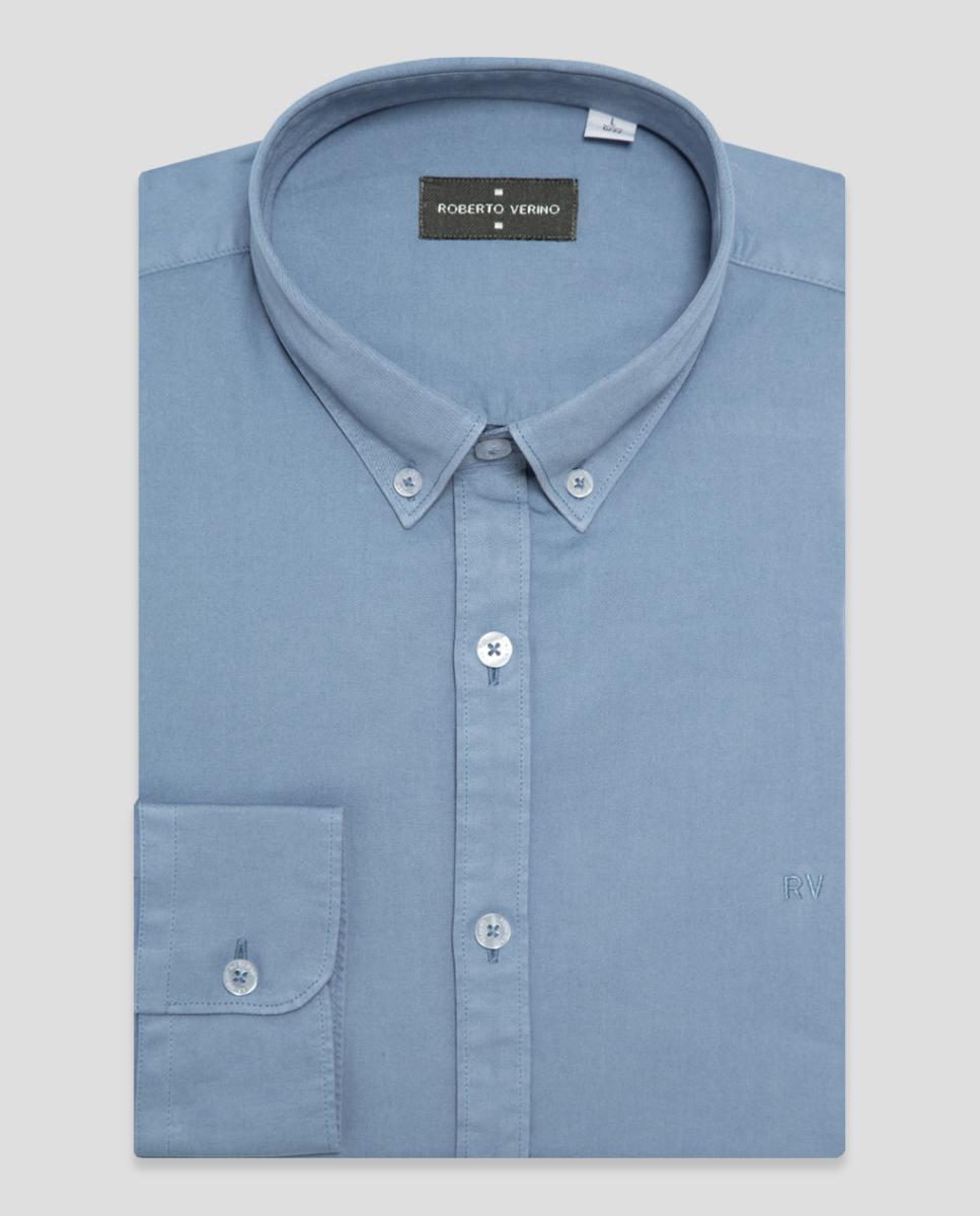 Camisa Casual Regular Fit Tingida Azul-4