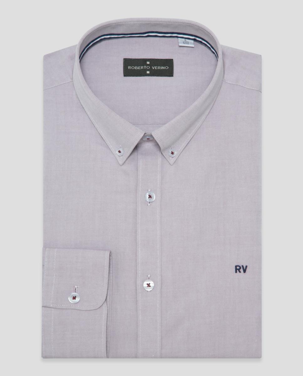 Camisa Casual Regular Fit Oxford Roxo-4