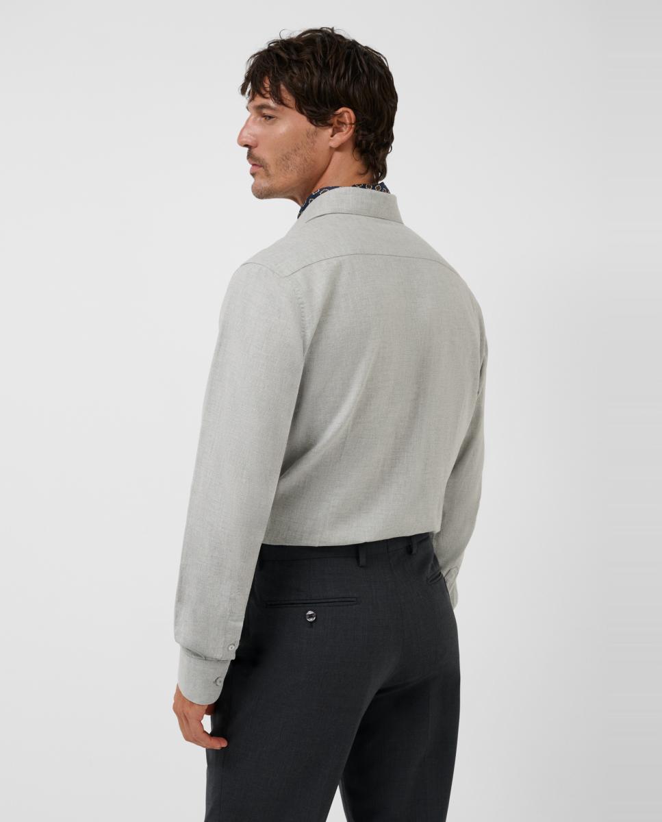 Camisa Casual de Sarja Regular Fit Cinzento-claro-2
