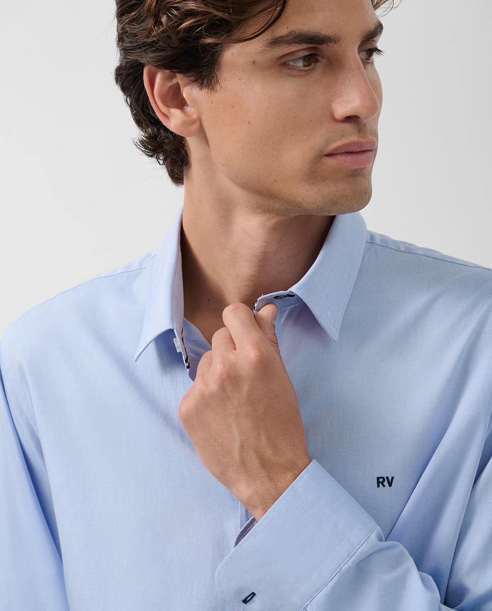 Camisa Casual Regular Fit Oxford Azul-claro-3