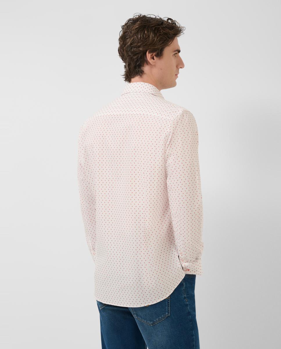 Camisa Casual Regular Fit com Estampado Geométrico Laranja-2