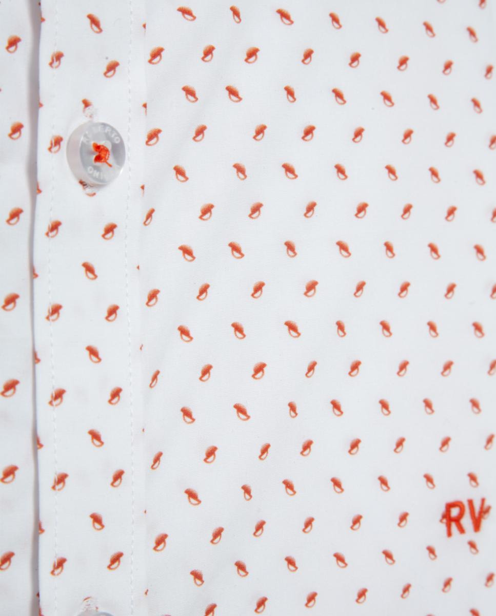 Camisa Casual Regular Fit com Estampado Geométrico Laranja-5