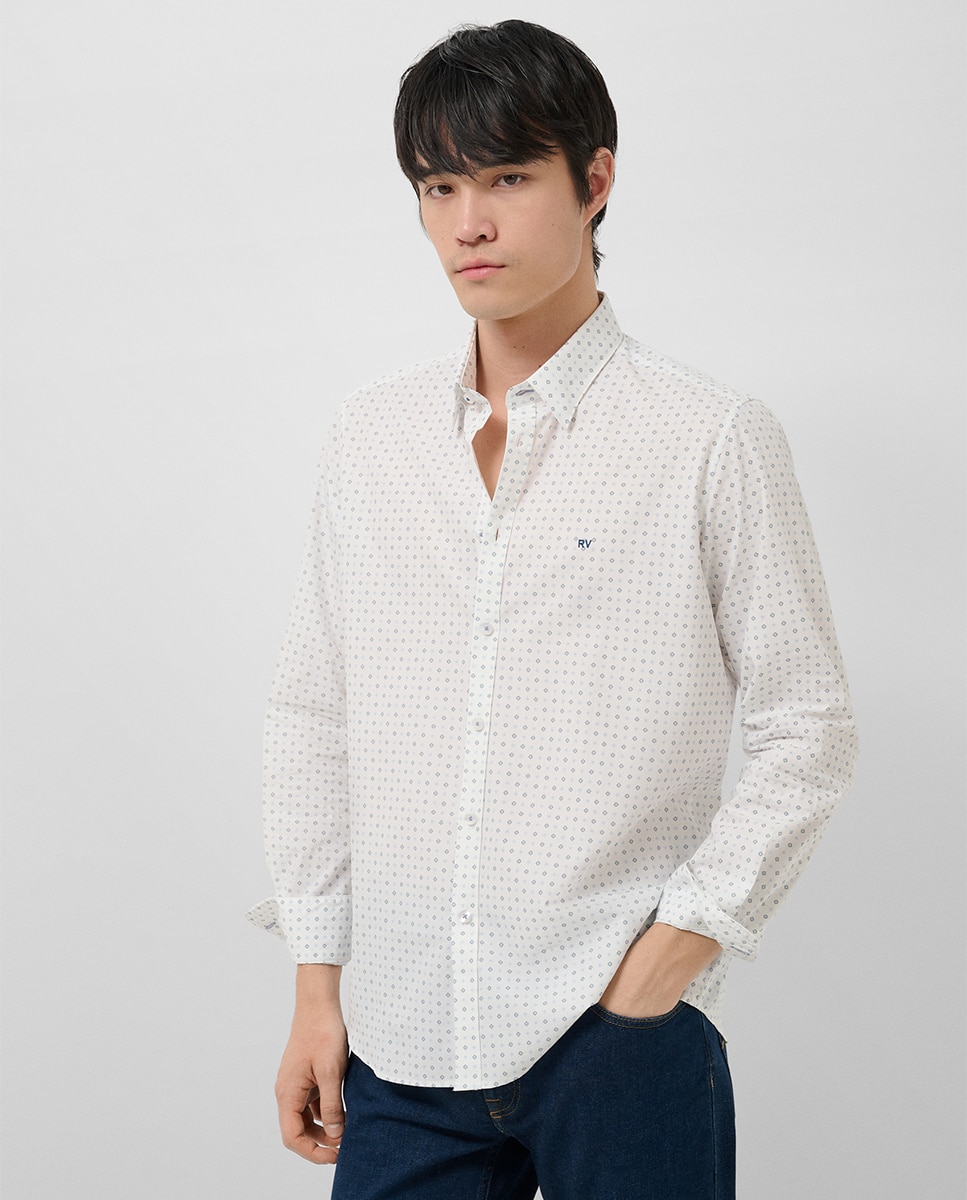 Imagem 0 de Camisa Casual Regular Fit com Estampado Geométrico