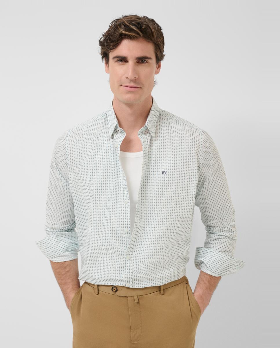 Imagem 0 de Camisa Casual Regular Fit com Estampado Floral Geométrico