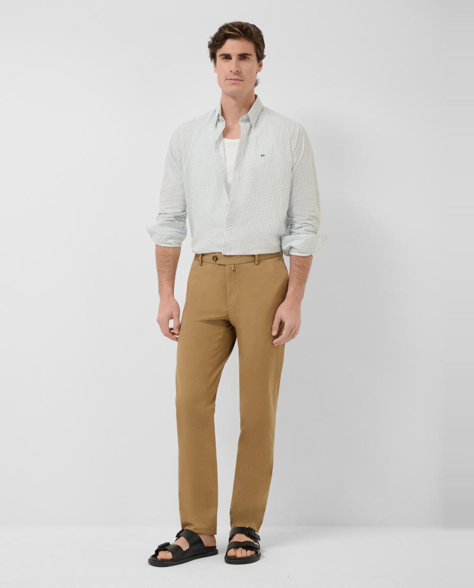Camisa Casual Regular Fit com Estampado Floral Geométrico Verde-escuro-6